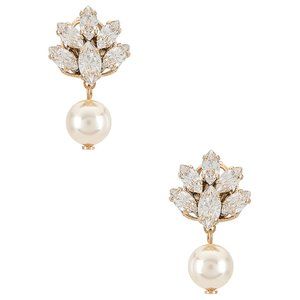 NEW Anton Heunis Pedant Crystal Cluster Earrings in Pearl Gold REVOLVE